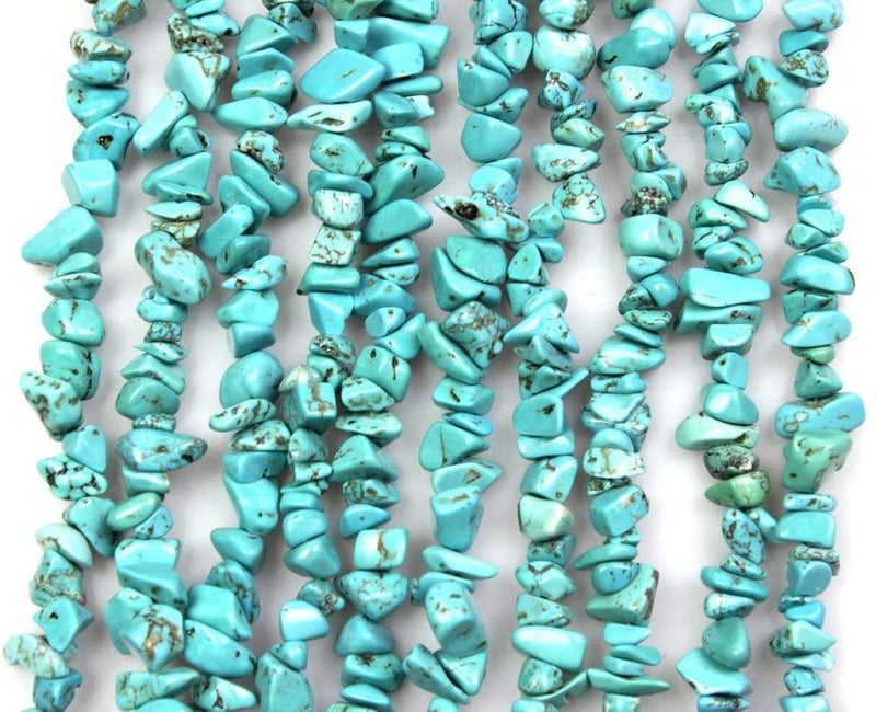 LIFAVOVY Blue Turquoise Howlite Gemstone Chips 5-8mm Beads for Jewelry Making Stone Beads Bracelets 32 inches - Image 2